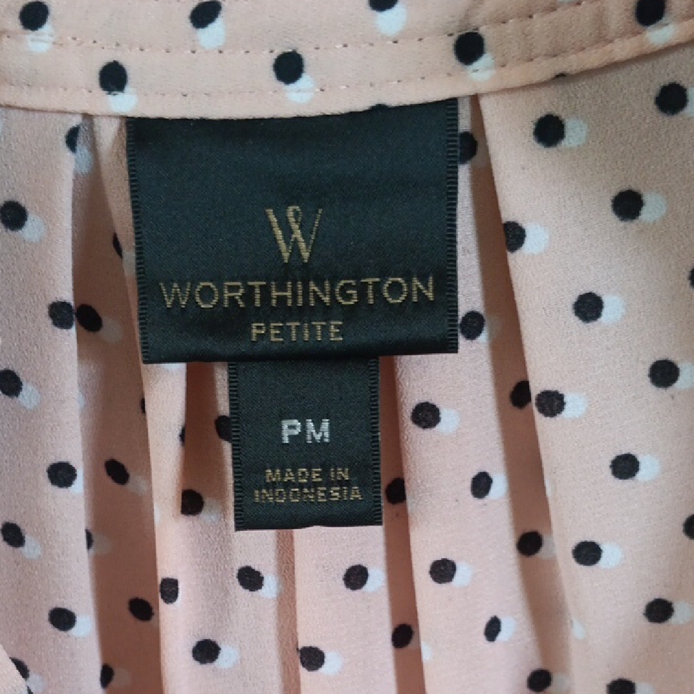 Worthington Pink and Black Polka Dot Blouse - Picture 2 of 2